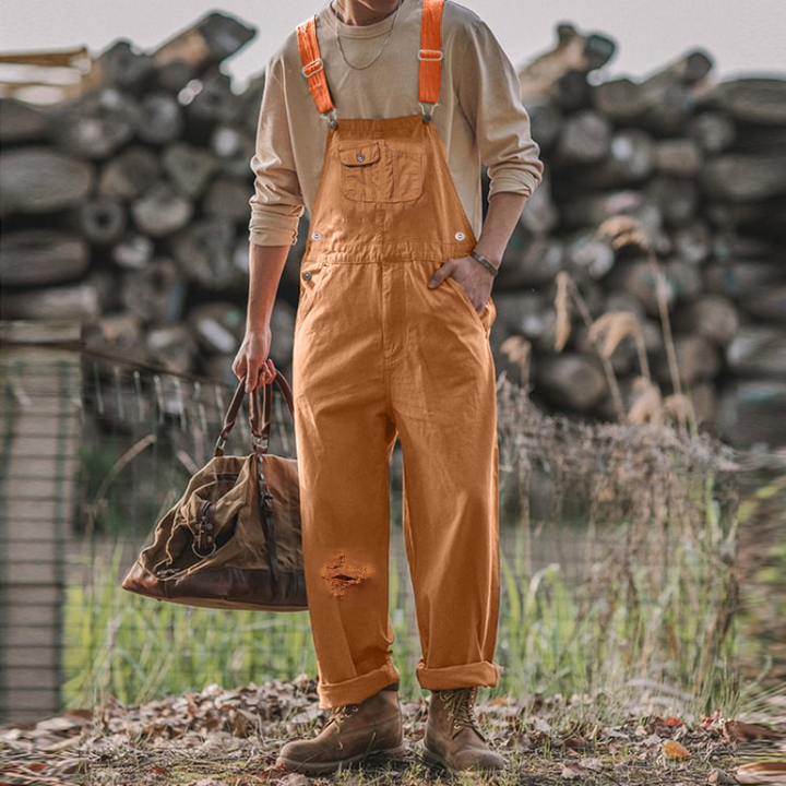 Versatile unisex garden overalls, comfortable and durable outdoor clothing with adjustable fit and many pockets.