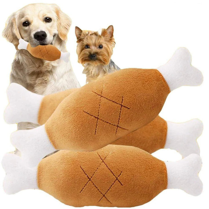 Close-up of a plush dog toy with squeaker, perfect for pet play and animal enrichment