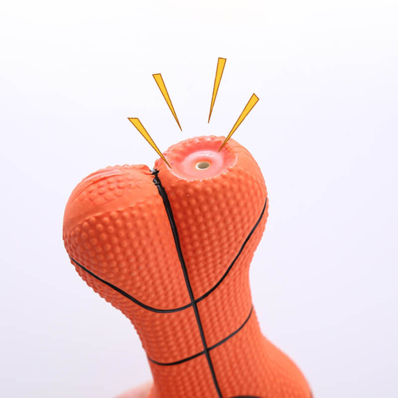 Close-up of a textured durable squeaky bone dog chew toy, built for paw-friendly gripping
