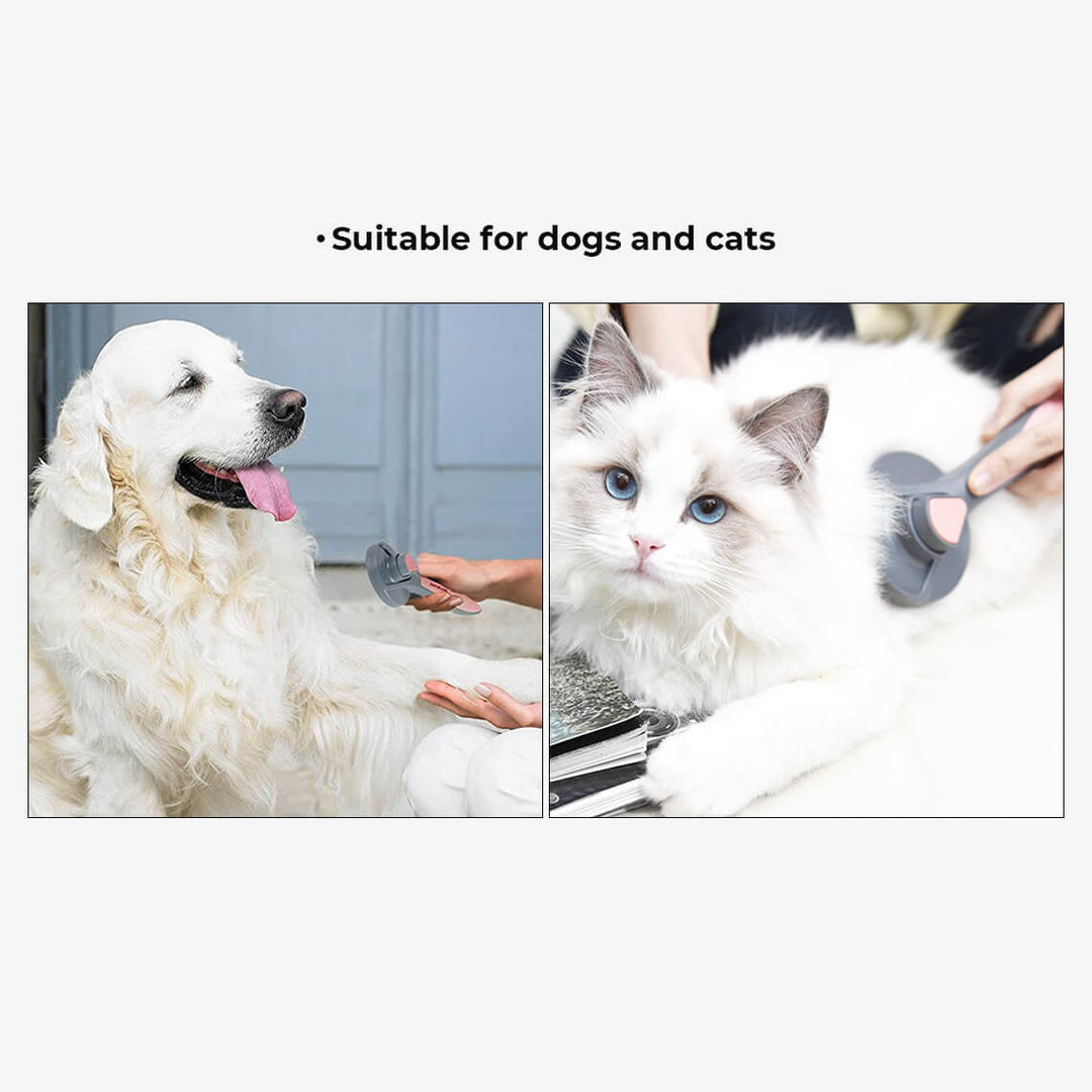 Ergonomic pet grooming brush designed for comfortable dog and cat shedding