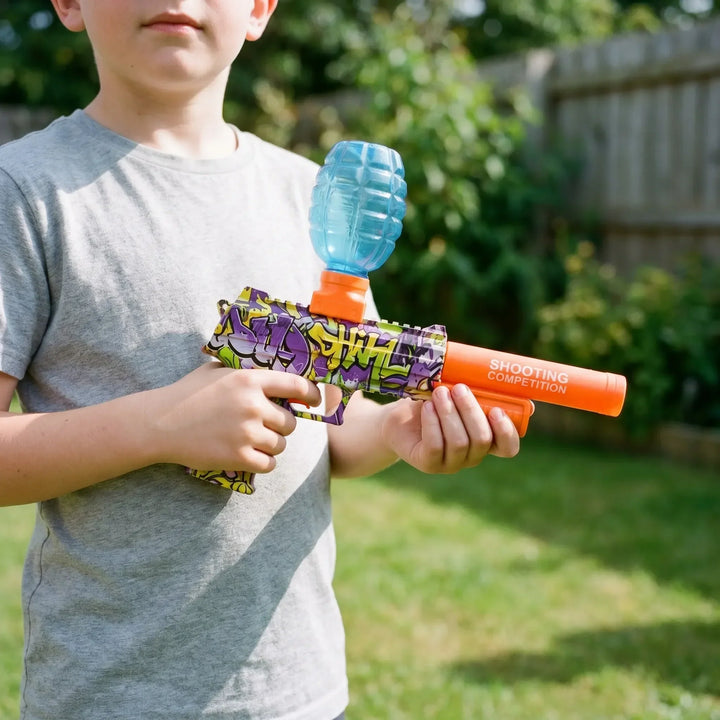 Unisex electric water blaster toy for kids' summer outdoor fun. Rechargeable water gun for endless play.
