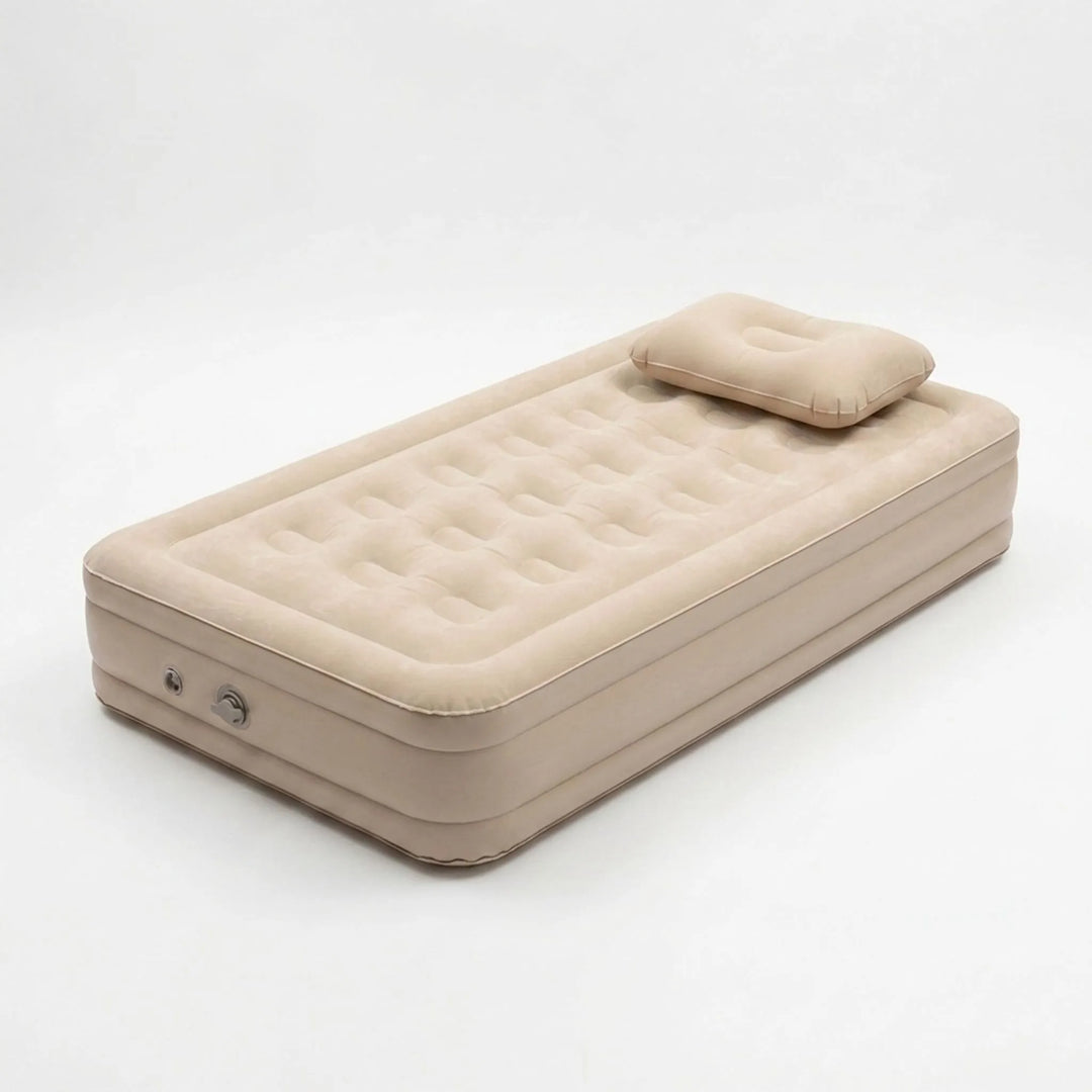 Durable elevated camp mattress for single use, perfect for hiking, camping, and outdoor recreation.
