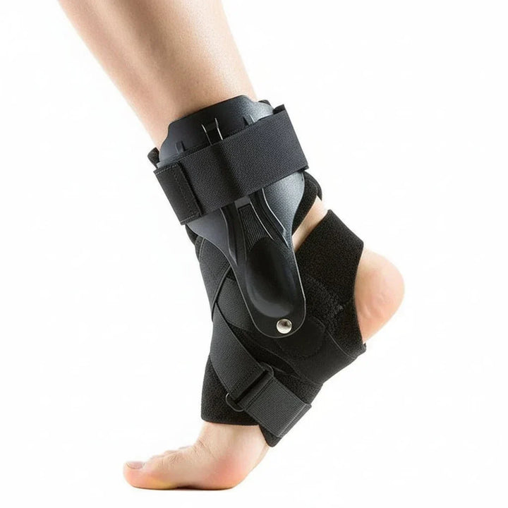 Product shot: Unisex Ergonomic Ankle Support with Double Stabilizers for fitness, health & recovery.