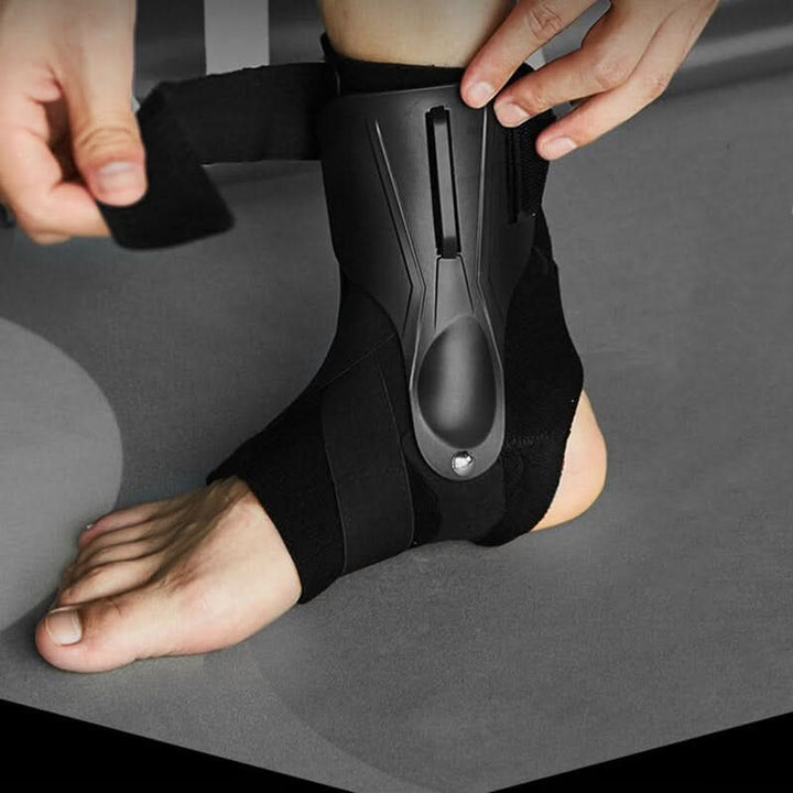 Ankle support brace for injury recovery, providing stability during rehab, exercise & sports.