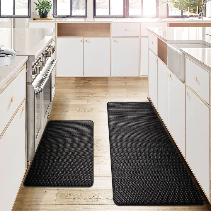 Easy-clean & durable kitchen comfort mat; ergonomic design ensures long-lasting anti-fatigue support for standing.