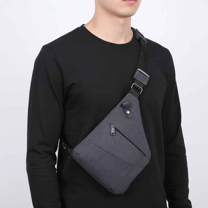 Modern SafePack anti-theft shoulder bag, ergonomic and secure for active lifestyles.