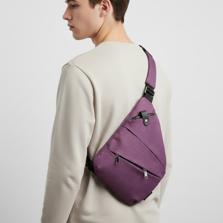 Unisex anti-theft messenger bag, ergonomic and lightweight for all-day wear and secure items.