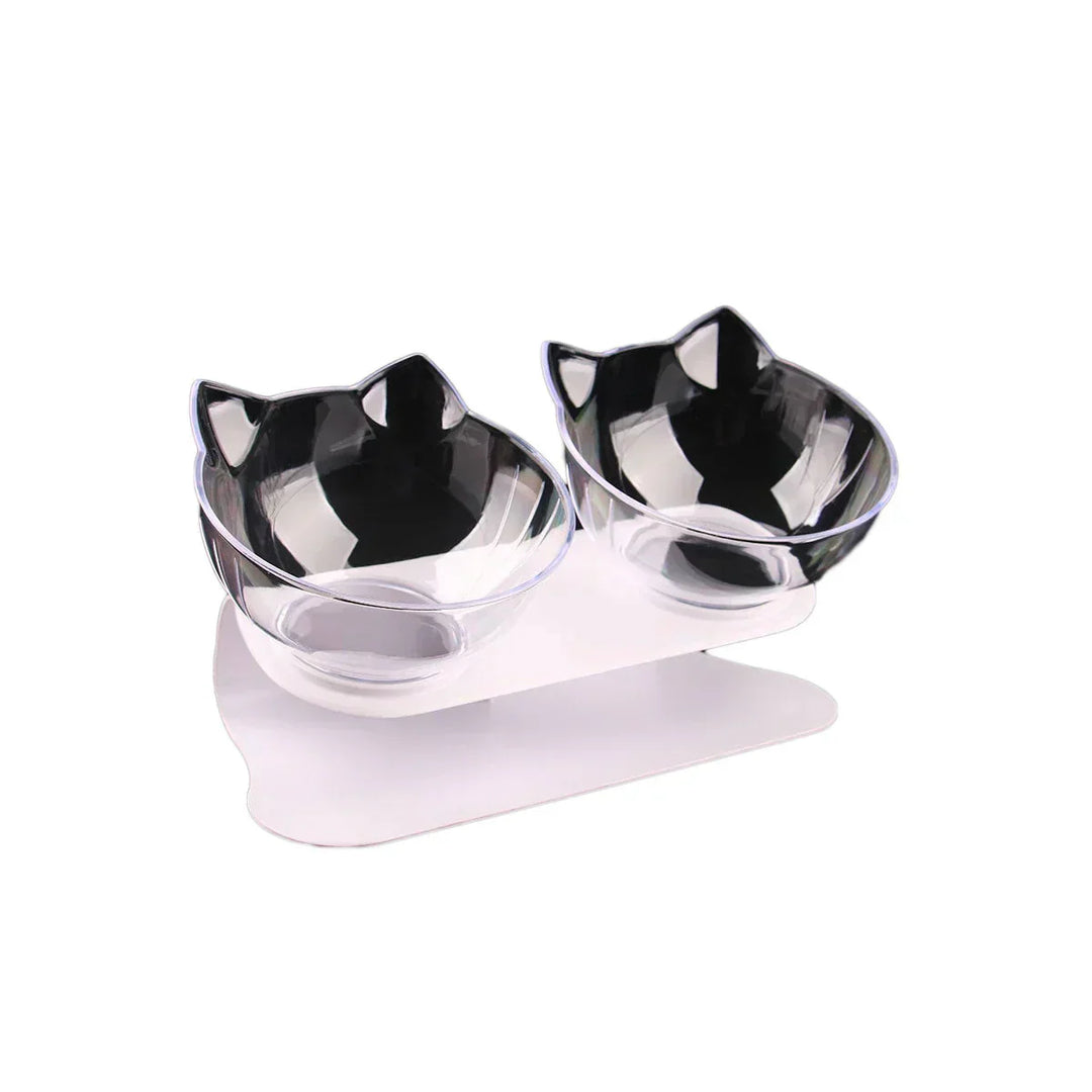 Unisex pet feeding solution featuring a sturdy wooden frame and removable stainless steel inserts