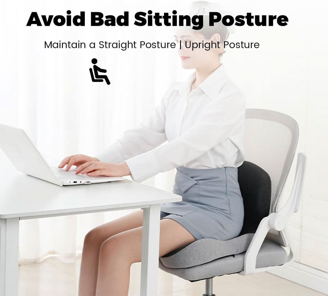 Premium memory foam lumbar support seat cushion, ideal for relieving back pain in office chairs.