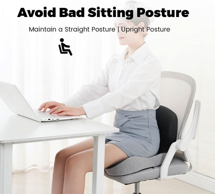 Premium memory foam lumbar support seat cushion, ideal for relieving back pain in office chairs.