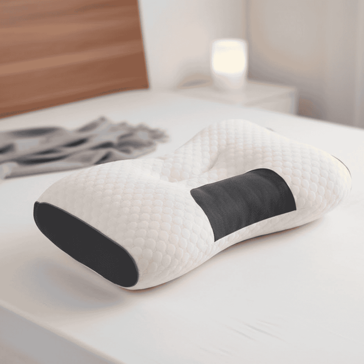 Unisex ergonomic orthopedic memory foam pillow for neck and back pain relief, promoting comfortable sleep.
