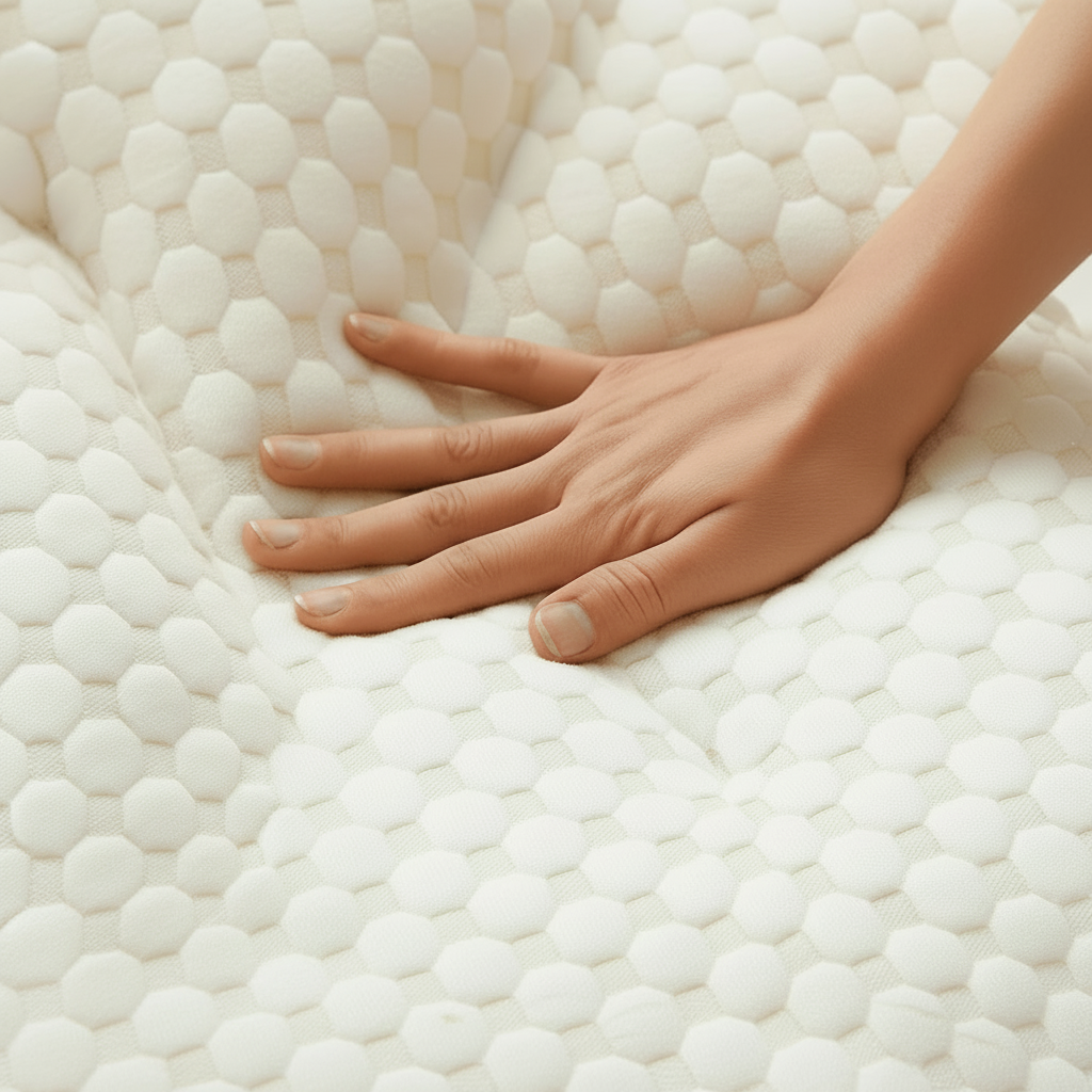 Ergonomic contoured memory foam pillow for neck & back support, a sleep aid for pain relief & better bedding.