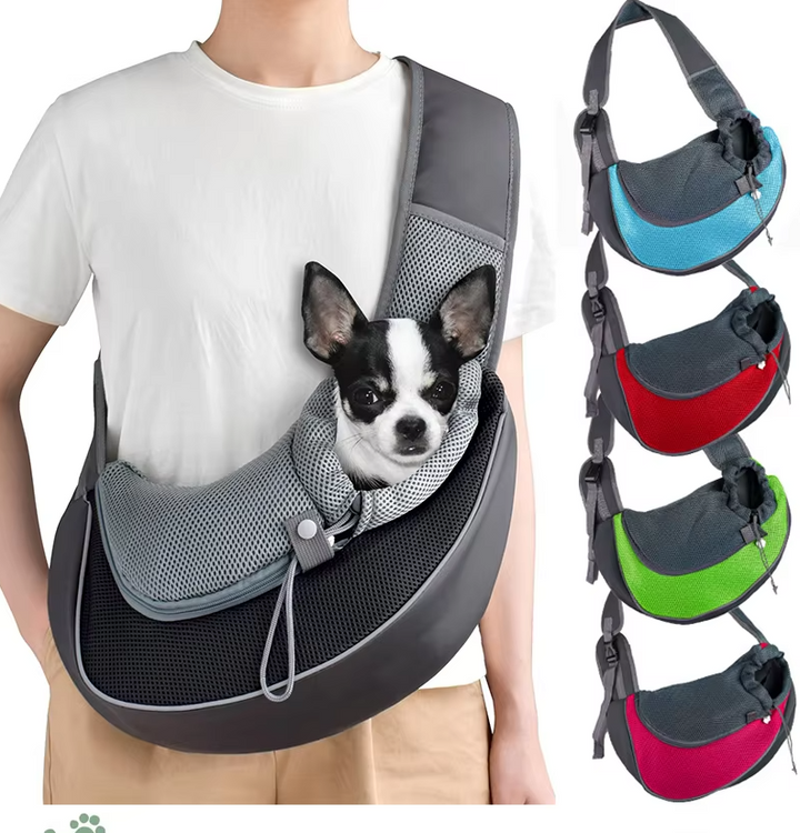 Unisex ergonomic pet sling carrier for small dogs & cats, comfortable & breathable for travel