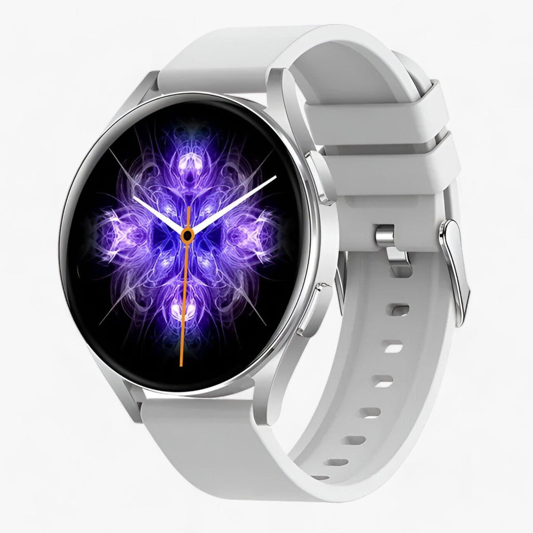 Rose gold Evelyne smartwatch: elegant unisex accessory with Bluetooth call function & comprehensive activity tracking.