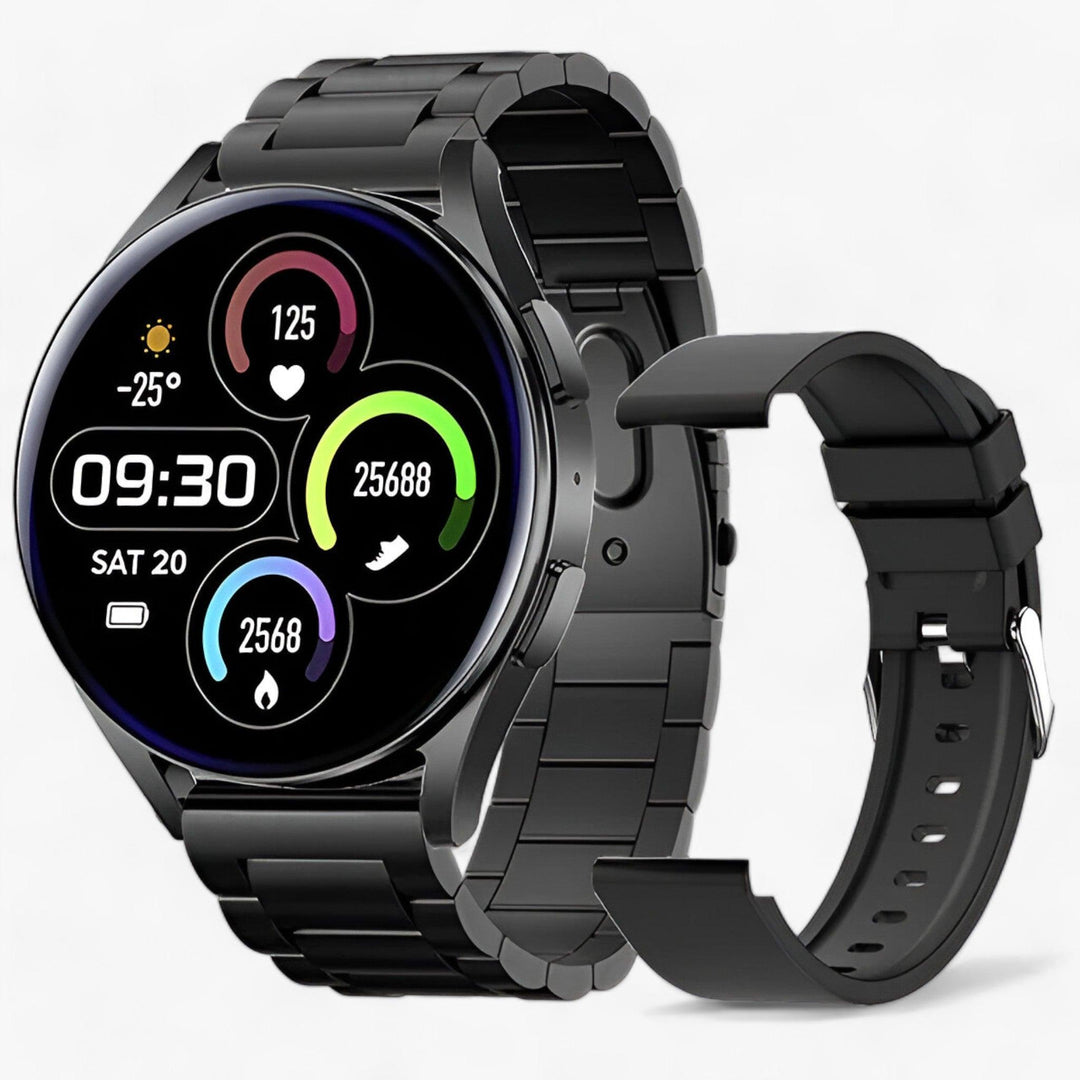 Chic rose gold Evelyne smartwatch: a unisex smart accessory for integrated health monitoring and connected lifestyle.