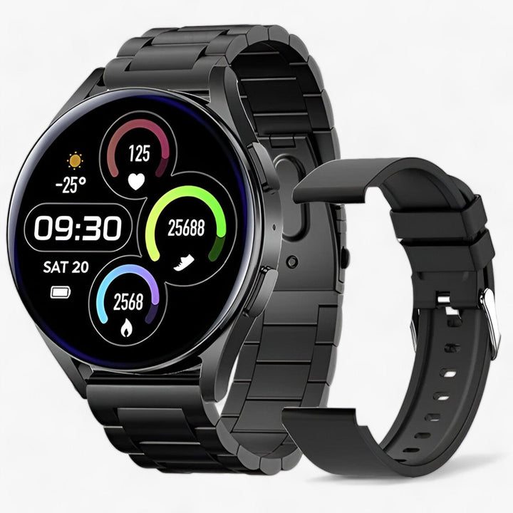 Chic rose gold Evelyne smartwatch: a unisex smart accessory for integrated health monitoring and connected lifestyle.