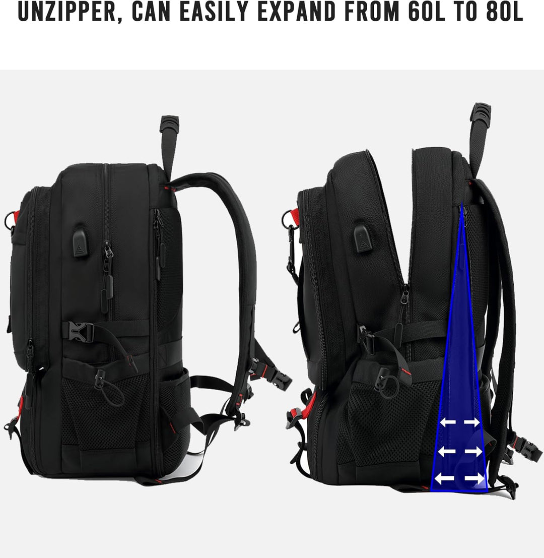 Ergonomic travel backpack for flights & adventures, featuring a separate shoe compartment & easy access pockets for essentials.
