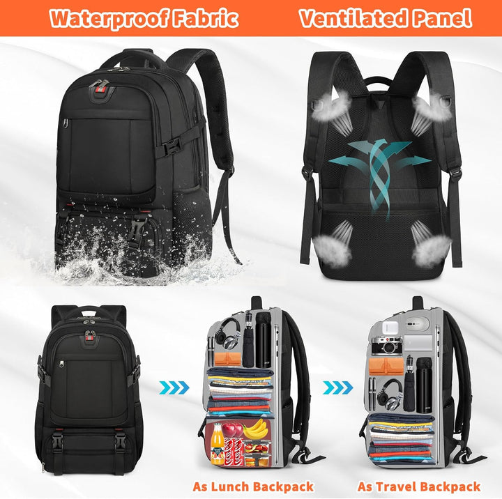 Durable water-resistant travel bag for men & women. Features USB port, anti-theft pocket & spacious interior.