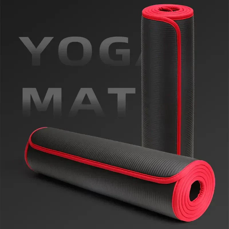 Non-slip yoga mat, extra thick & durable, perfect for home gym workouts & stretching.