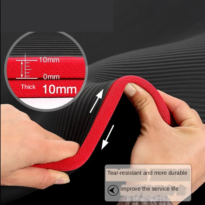 Thick cushioned yoga mat provides superior comfort & stability for all fitness levels.