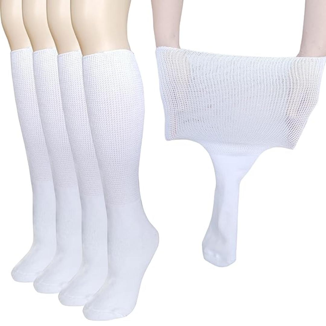 Unisex extra wide diabetic & lymphedema socks (2 pairs) for swollen feet, comfort, and improved circulation.