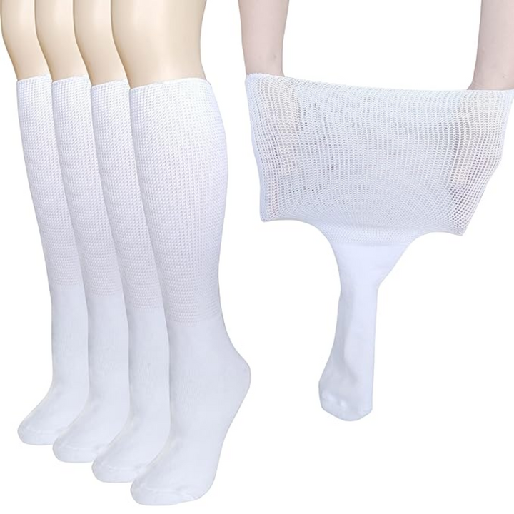 Unisex extra wide diabetic & lymphedema socks (2 pairs) for swollen feet, comfort, and improved circulation.