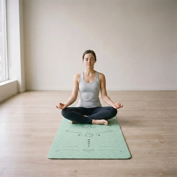 Unisex extra wide TPE exercise mat, cushioned & non-slip for home workouts, yoga & pilates.