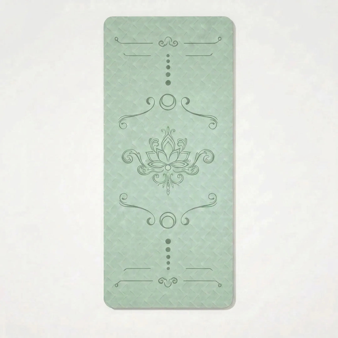 Cushioned, extra wide exercise mat for home workouts. Non-slip TPE ensures floor protection.