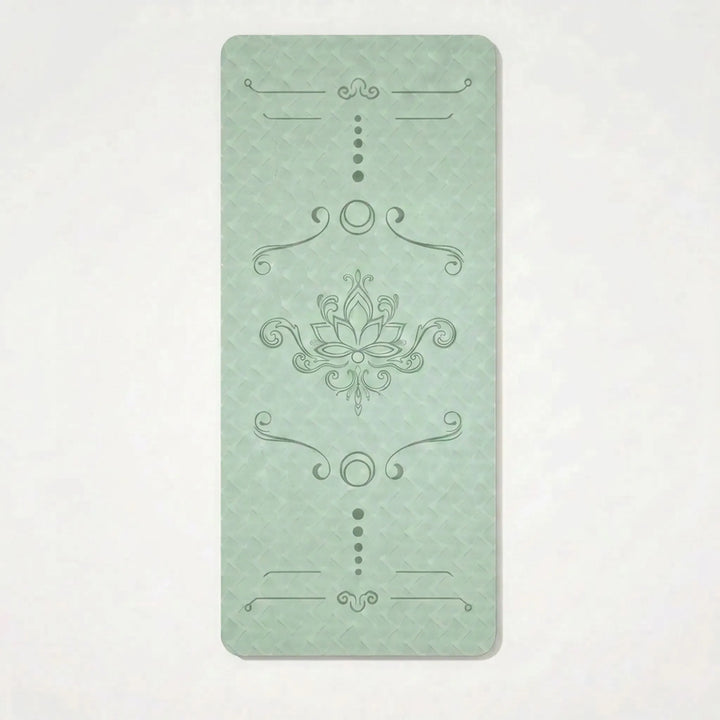 Cushioned, extra wide exercise mat for home workouts. Non-slip TPE ensures floor protection.