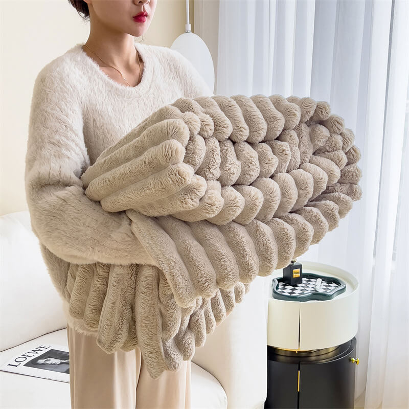 Soft fall winter faux fur throw blanket, a comfortable and stylish addition to any room.