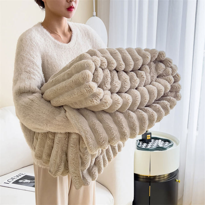 Soft fall winter faux fur throw blanket, a comfortable and stylish addition to any room.