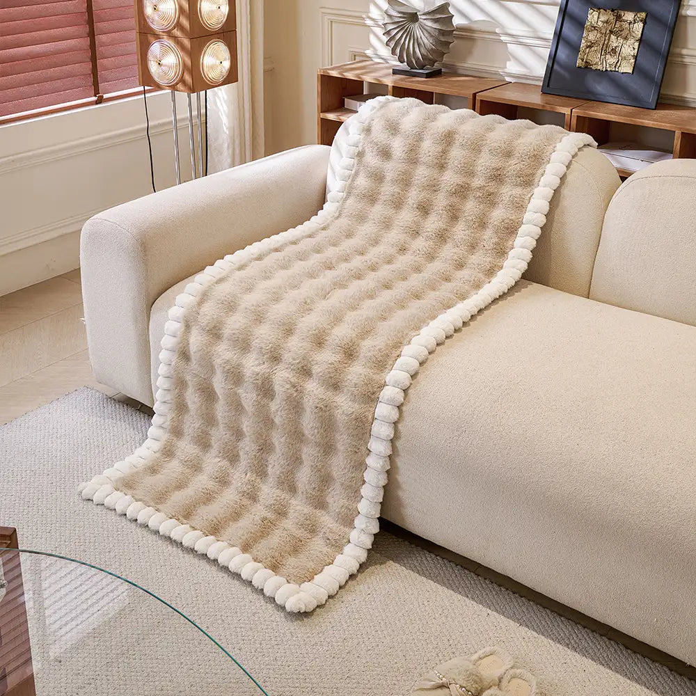 Plush faux fur sofa cover, thick and non-slip, provides comfortable home decor and protection