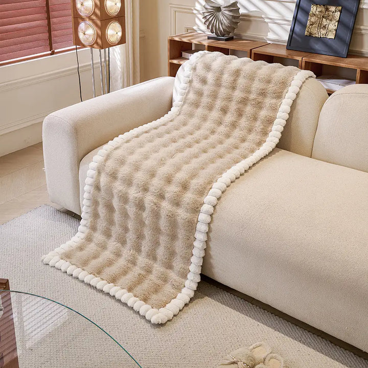 Plush faux fur sofa cover, thick and non-slip, provides comfortable home decor and protection