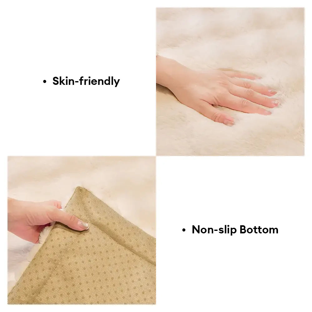 Washable faux rabbit plush sofa cover, thick, non-slip, ideal for furniture protection and pets