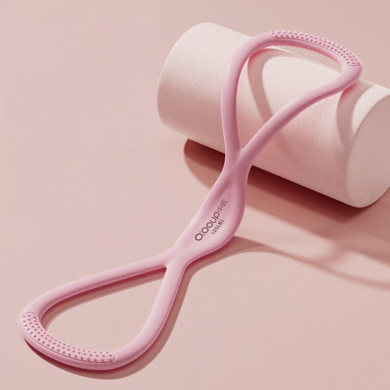 Unisex Figure 8 silicone resistance band for full body fitness workouts & muscle toning at home.