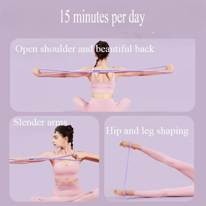Ergonomic Figure 8 resistance band, ideal for exercise, posture correction & body shaping flexibility.