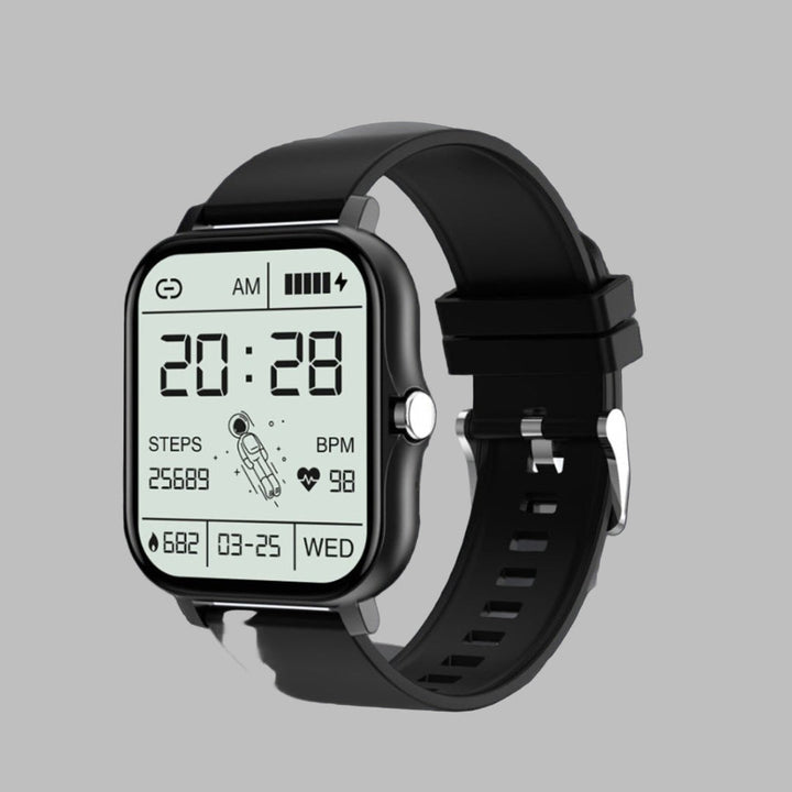 Unisex fitness smartwatch with heart rate & activity tracker. Digital health monitoring & Bluetooth connectivity.