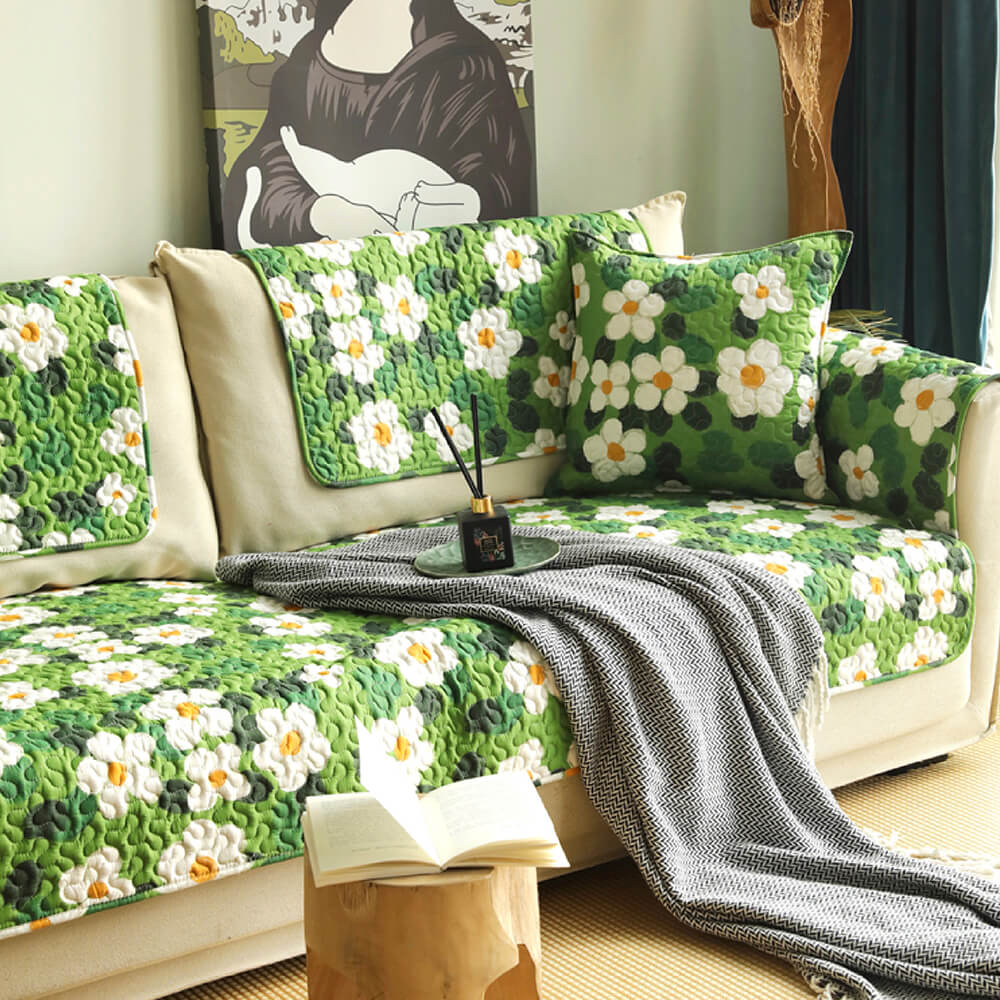 Unisex floral sofa protector cover, pet-friendly & anti-scratch, for all season use