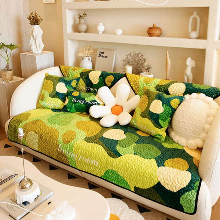 Floral print couch cover, anti-scratch furniture protector with non-slip backing