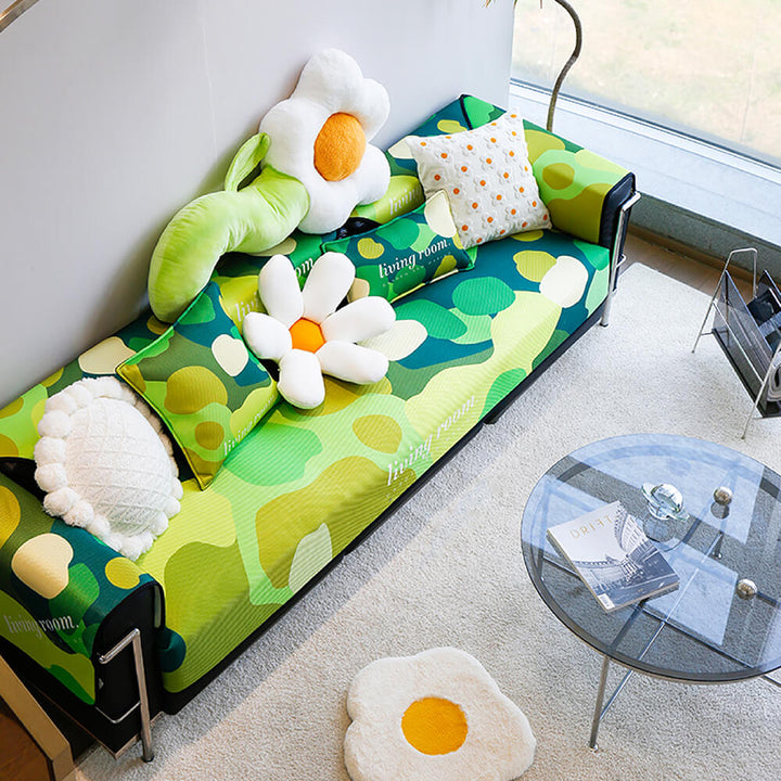 Floral all-season couch cover, anti-scratch and non-slip for pet protection