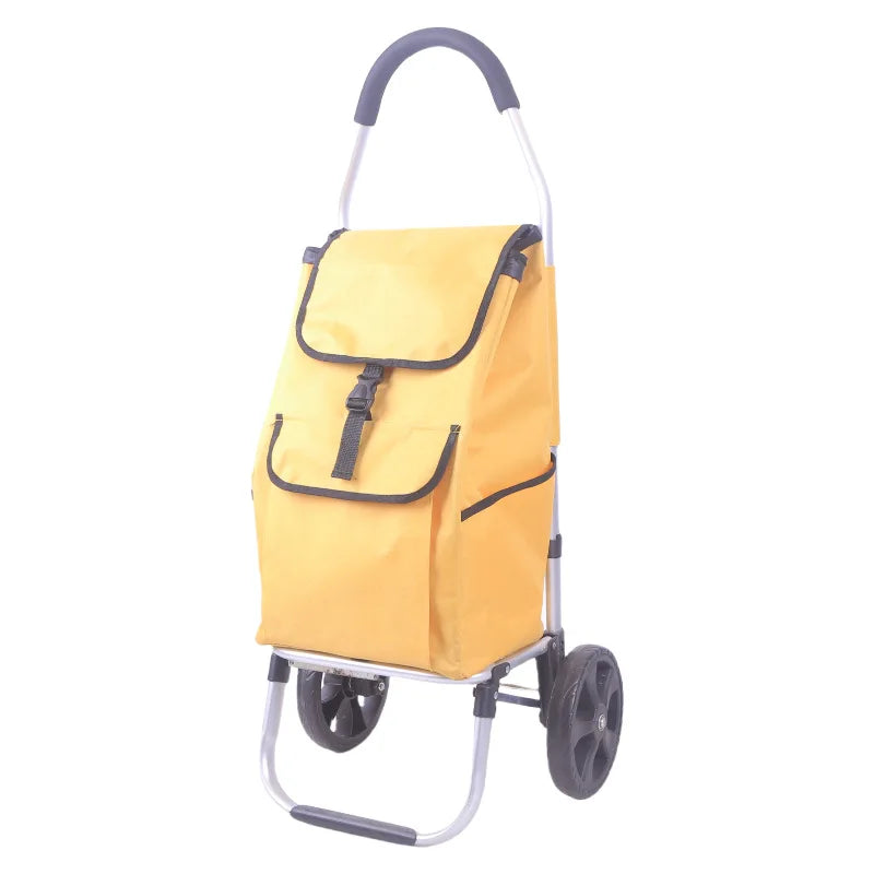 Versatile unisex foldable aluminum shopping cart for groceries & errands, lightweight and compact for travel.
