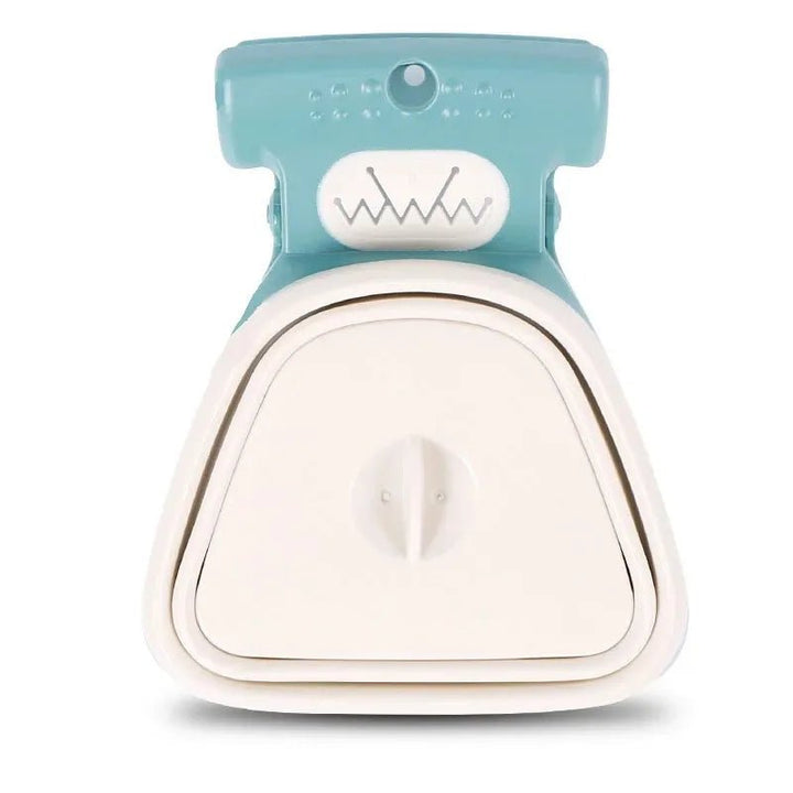 Compact foldable dog scooper with attached biodegradable bags, convenient for walks and pet waste