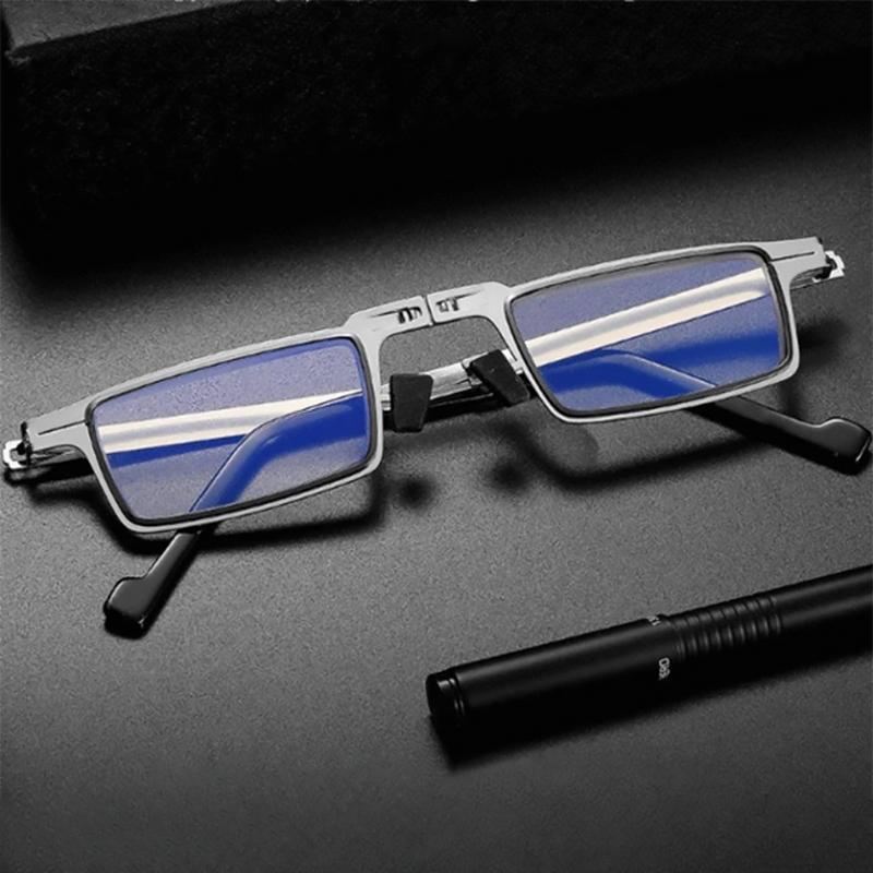 Unisex foldable reading glasses with blue light protection, lightweight & portable for digital eye strain.