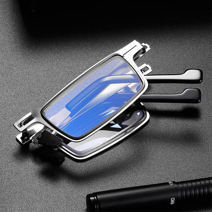 Foldable reading glasses, unisex style, offering blue light protection & portable vision aid for daily use.
