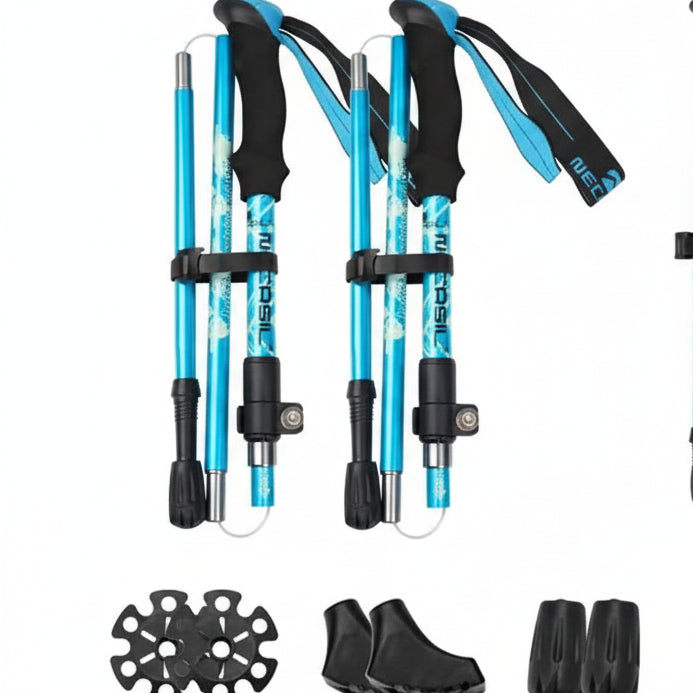 All-season foldable hiking poles, providing dependable support in varied conditions.