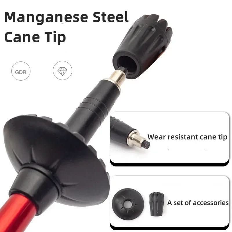 Lightweight foldable trekking poles with shock absorption for comfortable exercise.