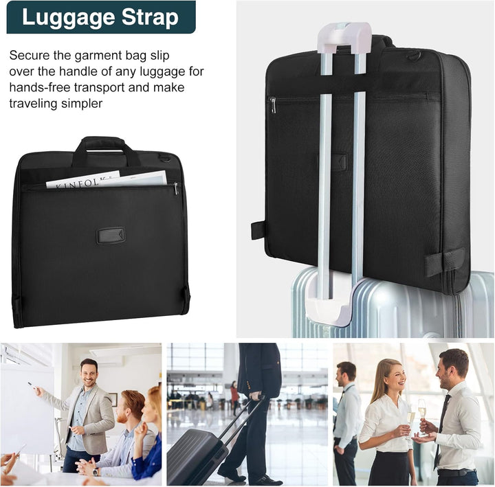 Smart travel organizer: foldable waterproof carry-on garment bag with shoulder strap for wrinkle-free travel.