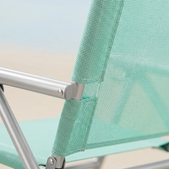 Adjustable folding beach chair, ideal for summer outdoor seating. Sturdy & portable for your next beach trip.