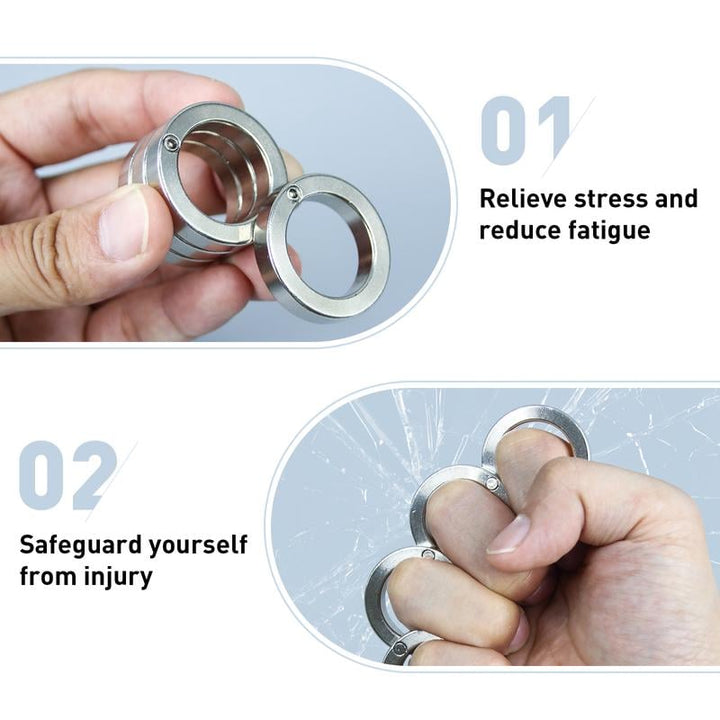 Everyday carry four-finger folding fidget ring, a portable stress relief & mindfulness tool.