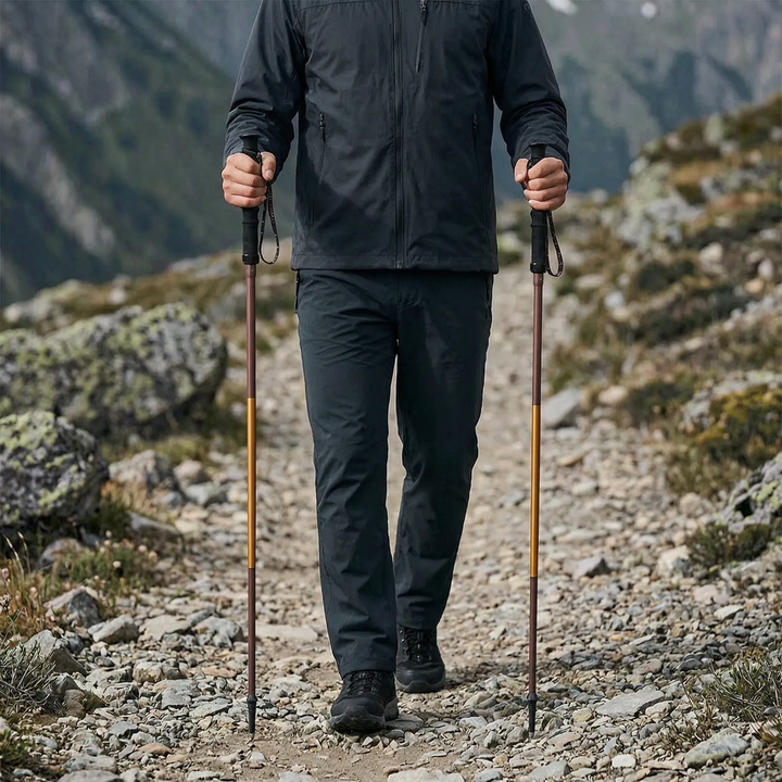 Unisex folding quick lock trekking pole, lightweight aluminum for hiking, trail running, and outdoor adventures.